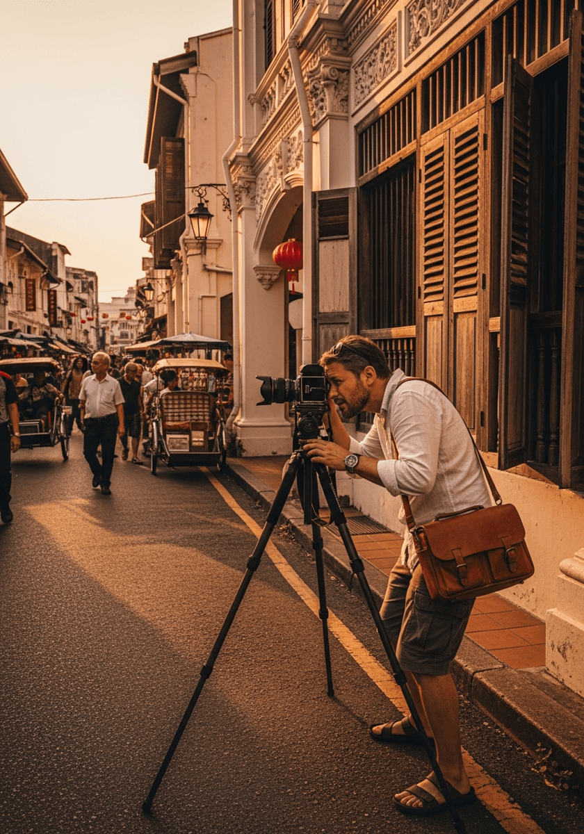 Photographer capturing George Town heritage streets